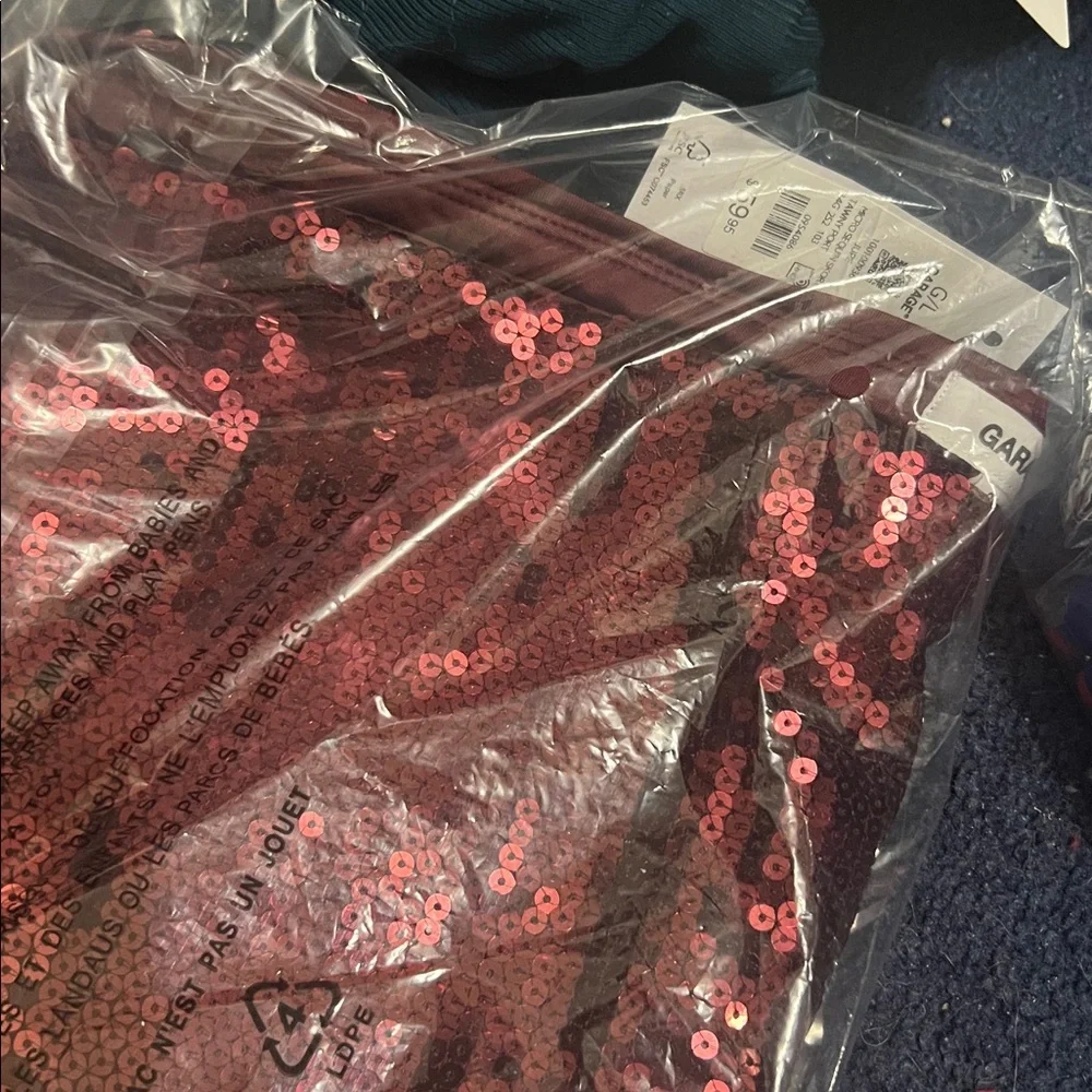 NWT Garage Micro Mini Sequin Skort Burgundy Wine Red Sparkly - Picture 3 of 4
